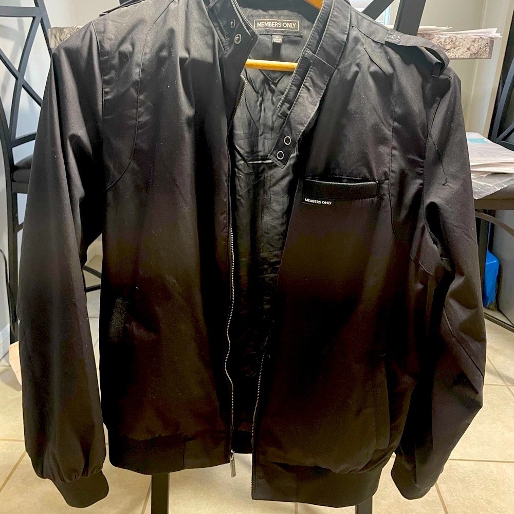 Members Only Black Windbreaker Jacket